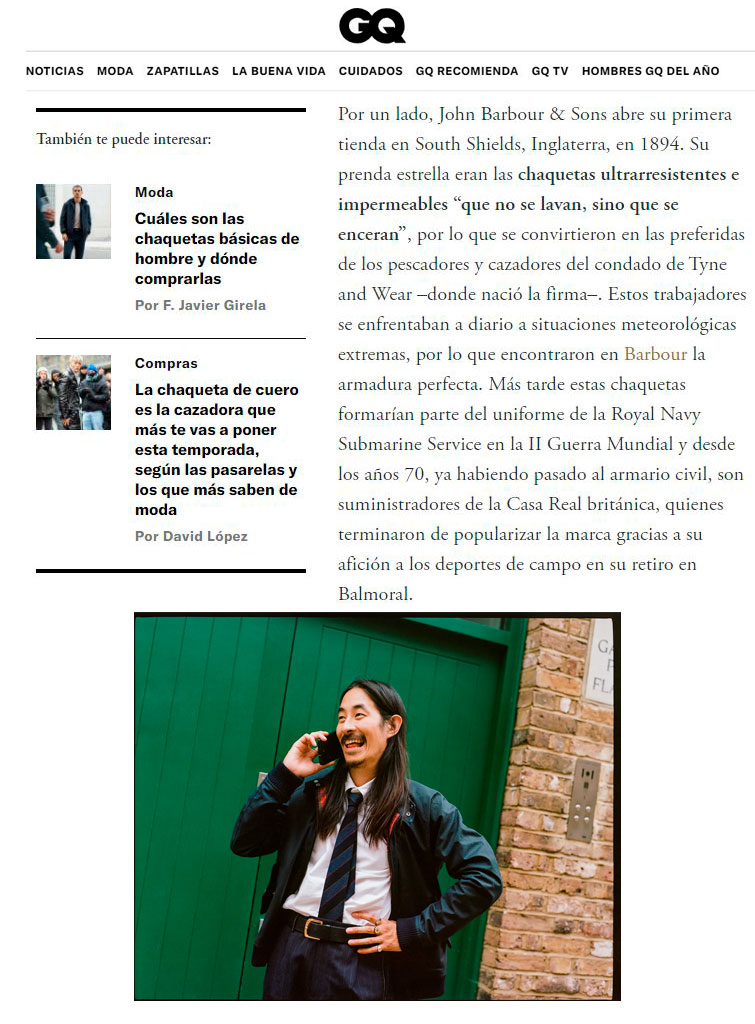 Barbour colabora con Baracuta - Revista GQ