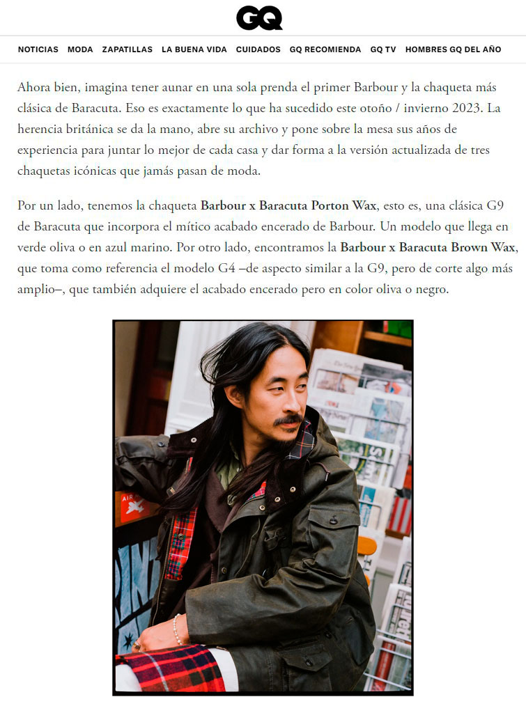 Barbour colabora con Baracuta - Revista GQ