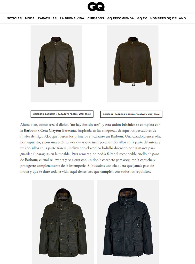 Barbour colabora con Baracuta - Revista GQ