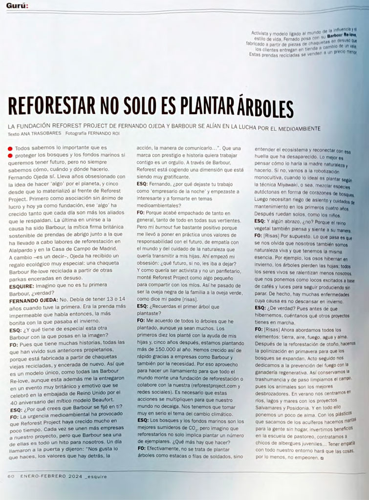 Esquire - Entrevista Fernando Ojeda, Reforest Project