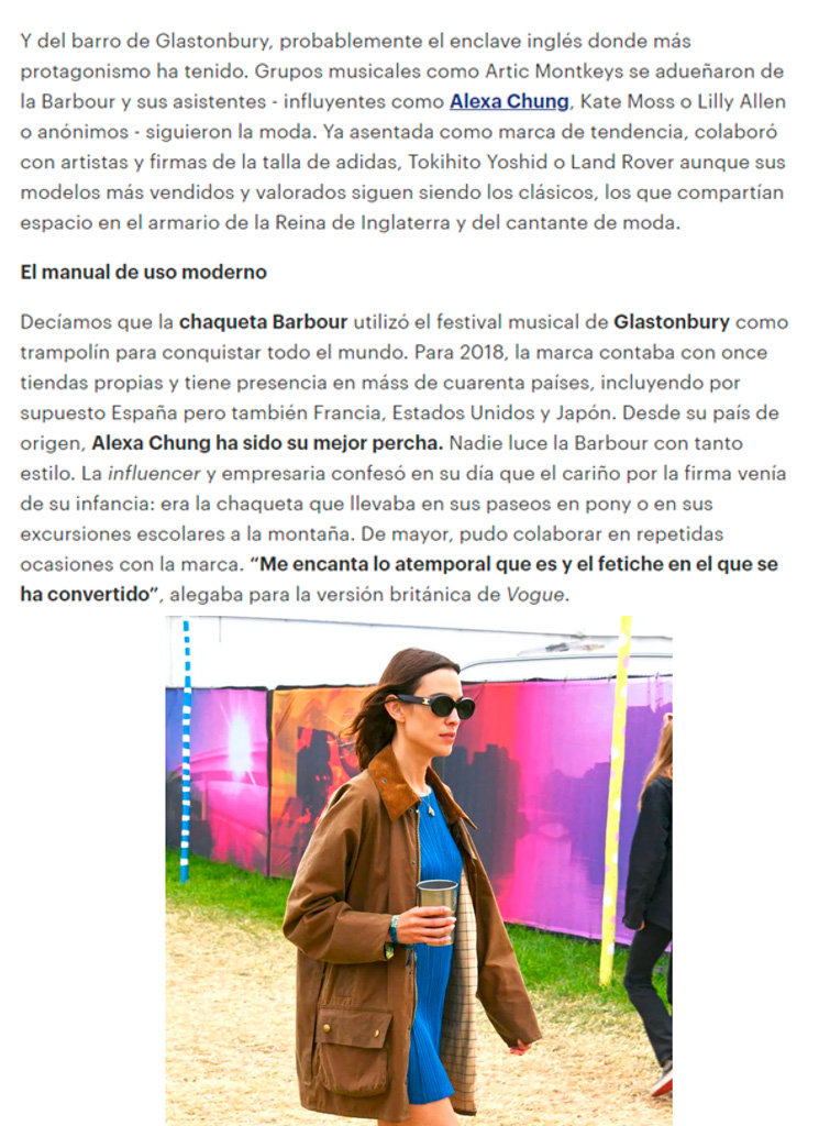 Glamhits la chaqueta Barbour - Alexa Chung