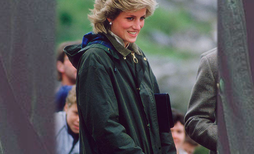 Lady Di viste abrigo de Barbour