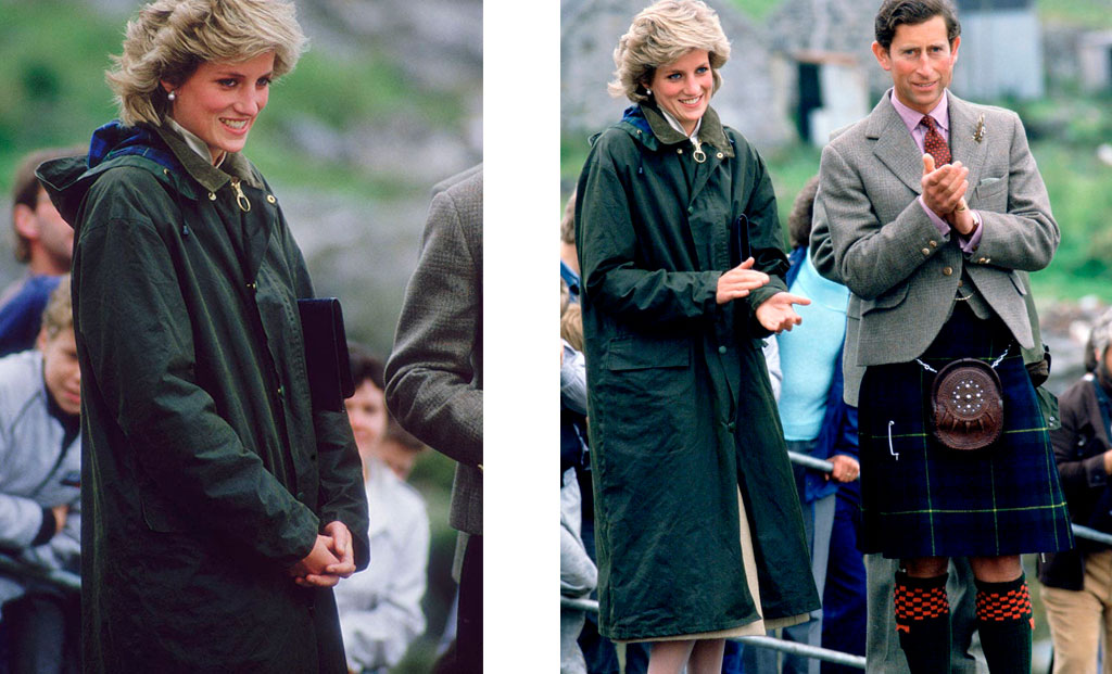 Lady Di y su abrigo de Barbour favorito