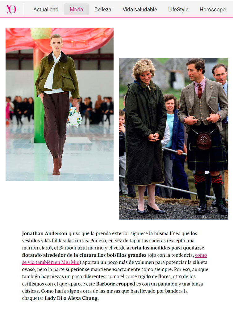 Yo Dona - Barbour La chaqueta de moda que une a La Reina Isabel II, Lady Di y Loewe