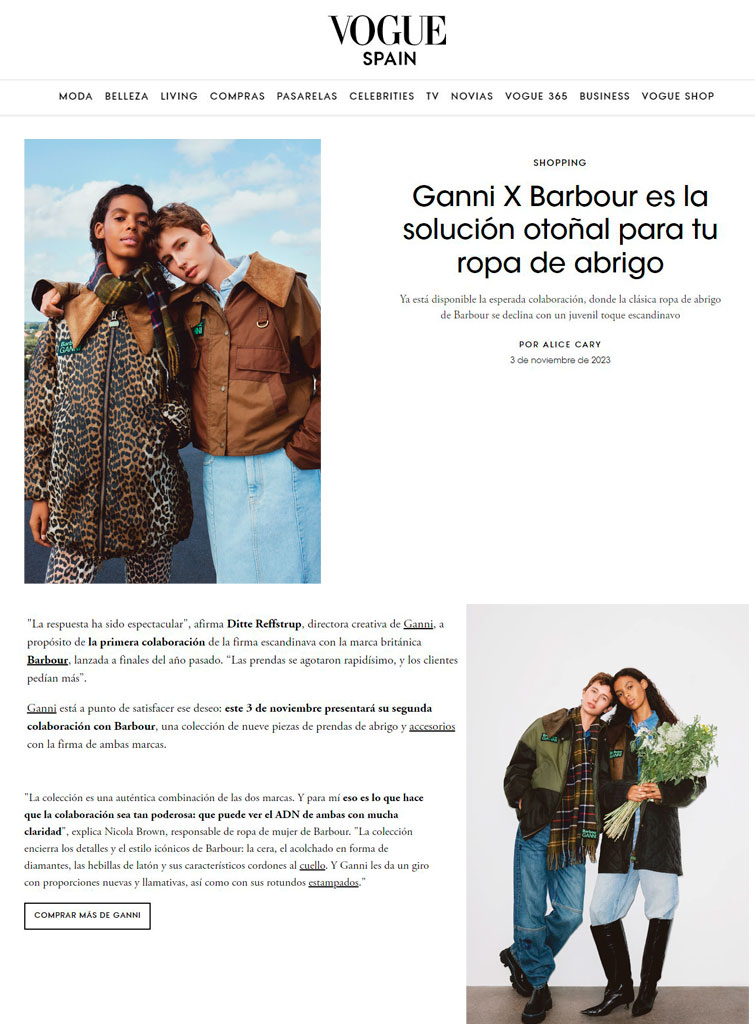 Ganni x Barbour, nueva colaboración - Vogue